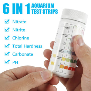 100pcs Aquarium Water Test Strips 7-in-1 Freshwater Saltwater PH Kit