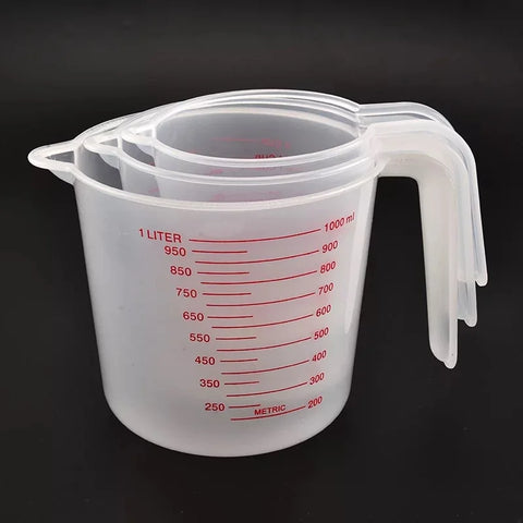 3 Piece Measuring Cup Set with Spouts - 250ml, 500ml, 1L for Baking & Cooking