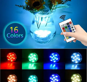 10 LED RGB Underwater Lights with Magnetic Cups, 16 Colors for Fish Tank, Pool Lighting, Aquarium, and Plant Growth