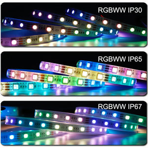 1-5m Addressable RGBW RGBWW LED Strip Light 5050 SMD 60 LEDs/m, White/Black PCB, IP30/IP65/IP67, DC12V