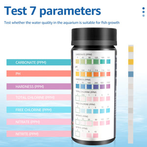 100pcs Aquarium Water Test Strips 7-in-1 Freshwater Saltwater PH Kit