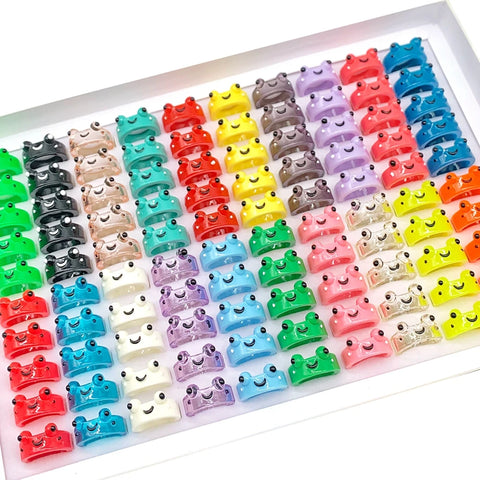20pcs Cute Colorful Frog Cartoon Resin Rings Women Fashion Animal Charm Party Jewelry Accessories