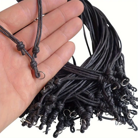 Adjustable Black Rope Hemp Cord Necklace Set with Connectors - 5/10 Pcs Jewelry Making String Knot Chains