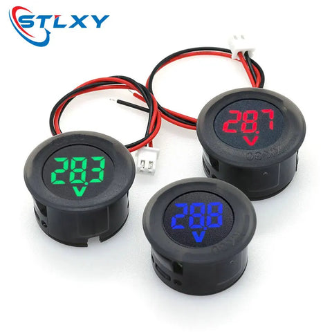 2-Wire LED Digital Voltmeter DC 4-100V Circular Display Reverse Protection