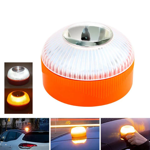 Emergency LED Flashlights with White & Yellow Lights, Magnetic Base, Battery Operated Warning Lamps for Cars & Traffic