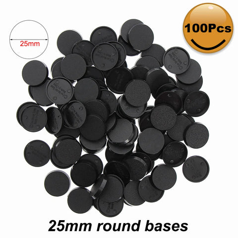 100-Pack 25mm Black Miniature Bases for RPG & Wargaming Models