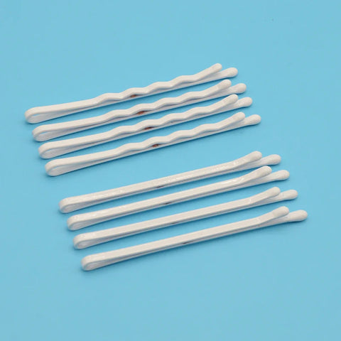 50pcs White Metal Bobby Pins 2mm x 5.5cm Waved Hair Clips Nickle & Lead Free Hair Accessories for DIY & Nurses
