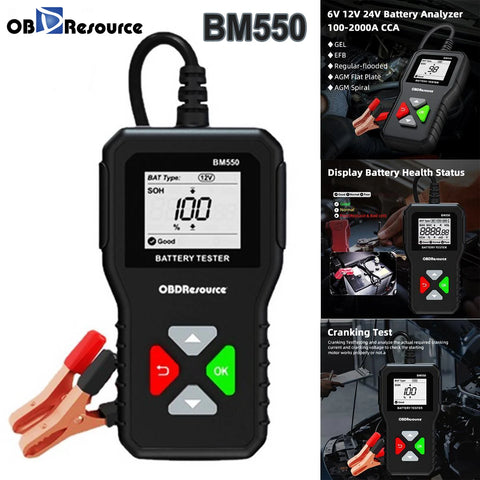Car Battery Tester 100-2000 CCA 6V 12V 24V Analyzer BM550 Diagnostic Testing Tool