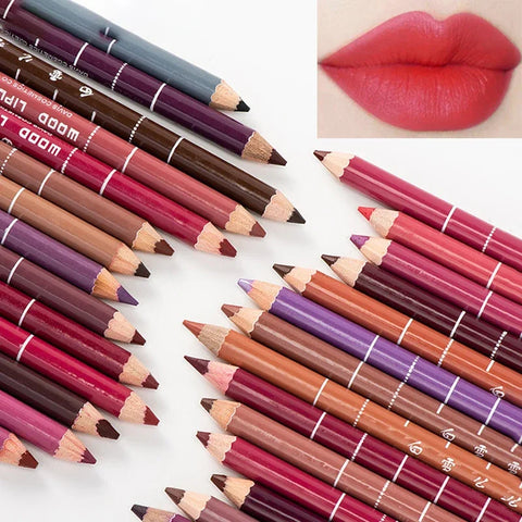 28-Piece Waterproof Matte Lip Liner Set - Vibrant Long-Lasting Colors