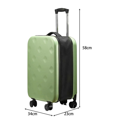 Collapsible Green Carry-On Luggage Scratch, Water & Impact Resistant Hard Shell Folding Travel Trolley Case