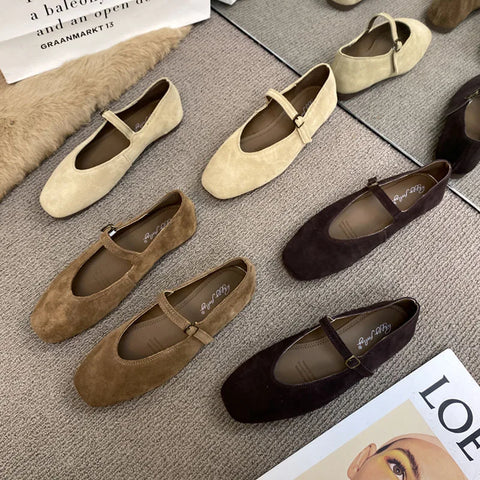 2024 Women’s Round Toe Ballet Flats Slip-On Casual Leather Dress Shoes Size 40