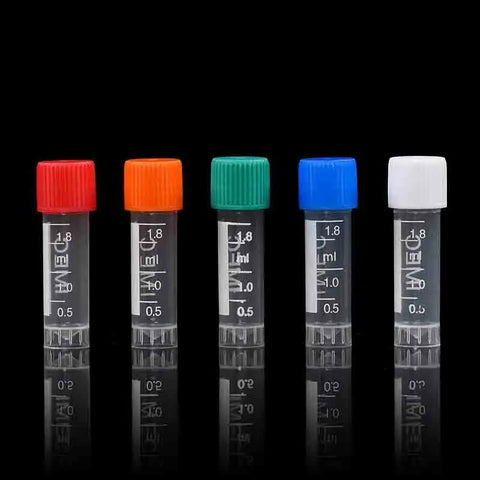 500-Pack 1.8ml Plastic Cryovials with Silicone Gasket Freezing Tubes, Assorted Cap Colors