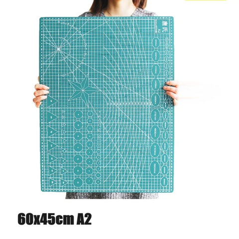 A2 PVC Cutting Mat 60x45cm Double-Sided Green Cutting Board for Art, Paper Craft, Carving, Sewing