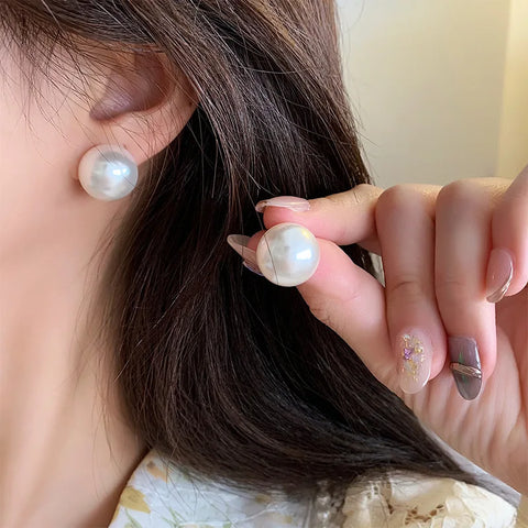Geometric Half Round Pearl Clip On Earrings, No Piercing Minimalist Ear Clips, Cek552