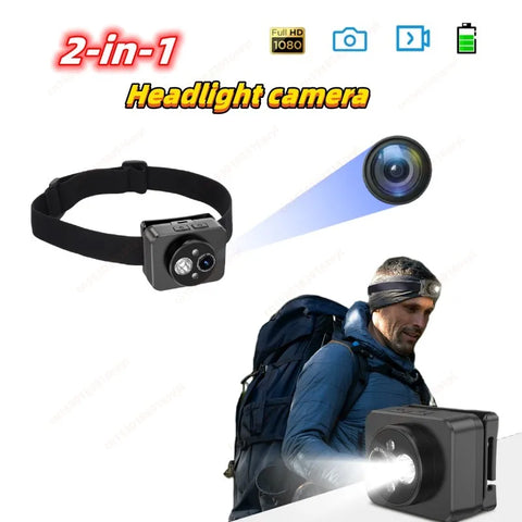2MP Sport Action Camera Headlight 1000mAh Battery Video Recorder with Wave Hand Induction