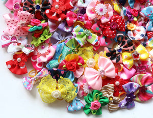 100-Pack Handmade Dog Hair Bows for Grooming & Parties Accessories