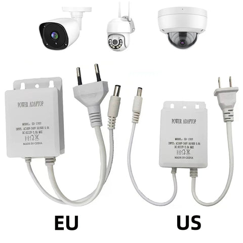 12V 2A Waterproof Power Adapter for CCTV Security Cameras WiFi NVR DVR EU/US Plug AC100-240V