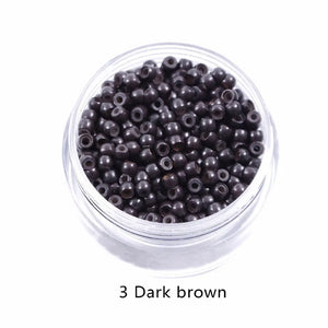 1000pcs Silicone Lined Micro Rings for Hair Extensions 3.0mm Nano Beads Black/Dark Brown/Blonde