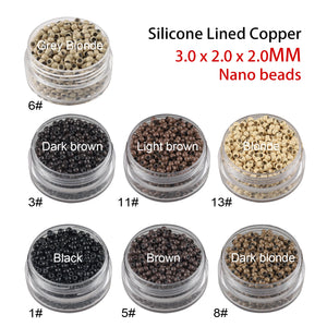 1000pcs Copper Nano Ring Beads for I-Tip Hair Extensions, Micro Links, Silicone Lined