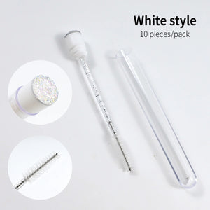 10-Pack Reusable Mascara Wands with Tubes & Case for Lash and Brow Grooming