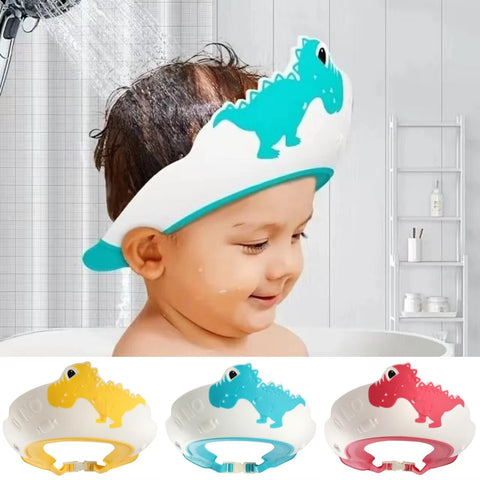 Adjustable Baby Shower Shampoo Cap Visor, Cartoon Design, Waterproof Hair Shield & Ear Protection
