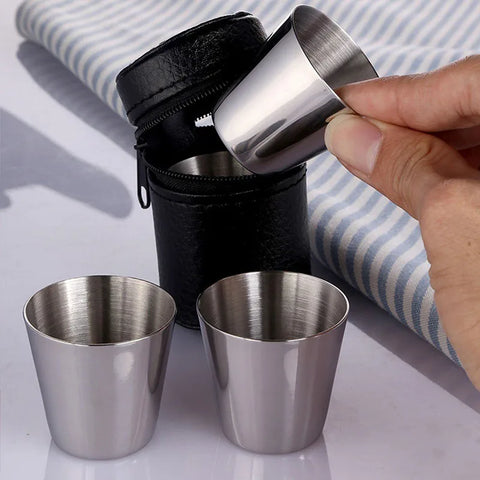 4-Pack Stainless Steel Camping Cups for Outdoor Travel, Picnic - Wine, Beer, Whiskey Drinkware Set