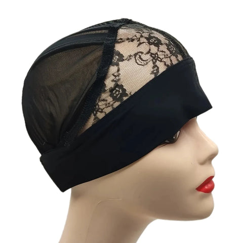 Headband Wig Cap with Adjustable Elastic Band for Wig Making, Lace Mesh Grip Cap