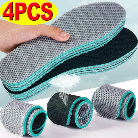 4-Pack Breathable Memory Foam Shoe Insoles - Shock Absorbent, Elastic Sports Padding, Sweat-Absorbent, Orthopedic Cushions