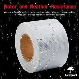 10cm x 5m High-Reflective Micro Prismatic Adhesive Tape - Waterproof White Stickers for Trucks, Trailers