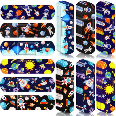 60pcs Cartoon Rocket Astronaut Bandages Adhesive Strips Kawaii First Aid Plasters