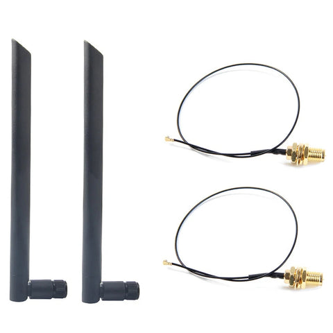 6dBi Dual Band WiFi Antenna RP-SMA MHF4 Cable for AX200 AC9260 M.2 Wireless Card Modules