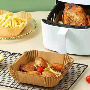 100-Pack Disposable Air Fryer Liners, Nonstick, Greaseproof, Easy Clean, Round Baking Paper