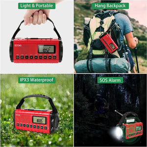 10000mAh Solar Hand Crank Emergency Radio - NOAA AM/FM/SW with Flashlight & Weather Alerts
