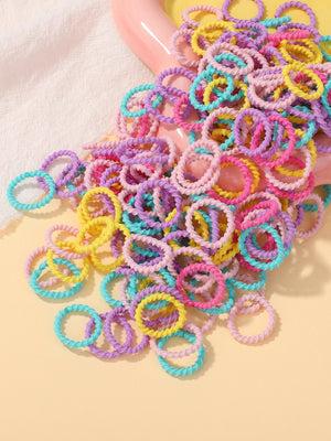 100pcs 2cm Colorful Hair-Safe Elastic Rubber Bands for Toddlers Baby Scrunchies Set