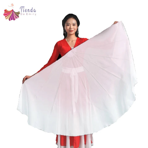 2pcs Gradient Fan Veil Dance Props Chiffon Fishbone Large Flowy Fans for Yangko Praise Chinese Folk Performance