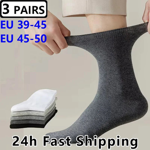 3 Pairs Non-Binding Cotton Socks for Obese, Elderly & Diabetic - Size EU 35-50, Comfortable Casual Fit
