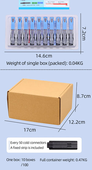 100pcs Fiber Optic Splice Connectors SC-APC/SC-UPC FTTH Quick Connect Kit