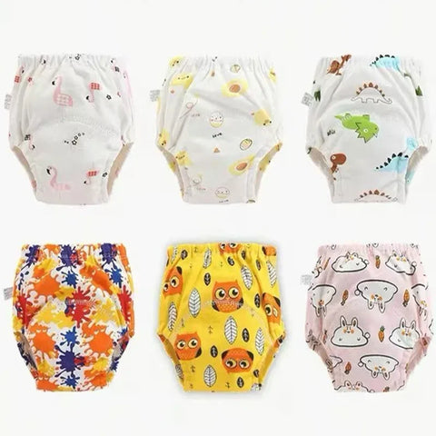 4pc Baby Cotton Training Pants Waterproof Reusable Cloth Diapers Toddler Underwear Nappies