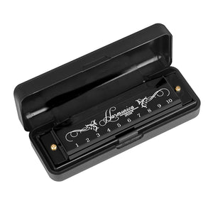 10 Holes 20 Notes C Key Harmonica with Colorful Metal Shell & Box - Educational Toy for Beginners