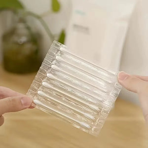 100-Pack Double-Ended Cotton Swabs - Individually Wrapped, Disposable, Travel-Friendly Cosmetic Sticks