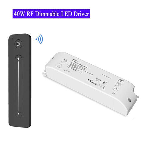 40W Dimmable LED Driver with RF Wireless Remote, Push-Dim AC 110V-230V Power Supply, DC 12V/24V Transformer Dimmer