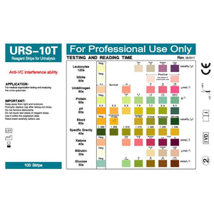 10-Parameter Urinalysis Reagent Test Strips - 100 Strips for Urine Testing: Leukocytes, Nitrite, Protein, pH & More