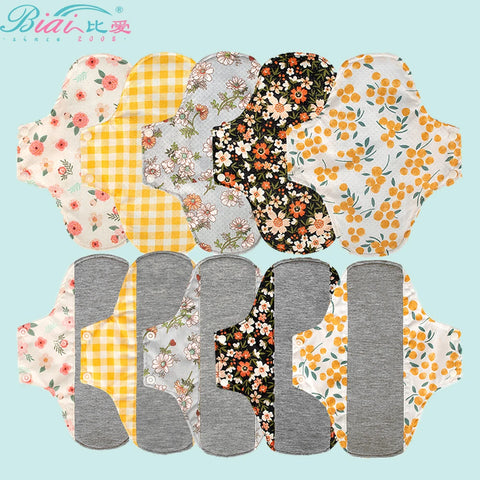 5-Pack Anti-Slip Graphene Reusable Sanitary Pads with Wet Bag, Breathable Maternity Menstrual Cloth Pads 20x23cm