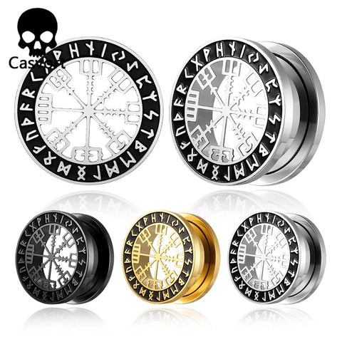 2pcs Stainless Steel Ear Gauges Stretchers Viking Rune Plugs Tunnels Expanders Earrings Piercing Jewelry