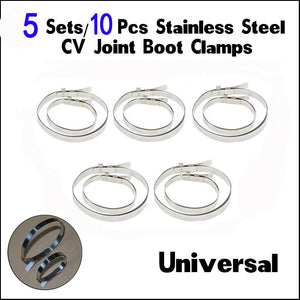 10 Pcs Stainless Steel CV Joint Boot Clamp Kit - Universal Axle Crimp Clips Set