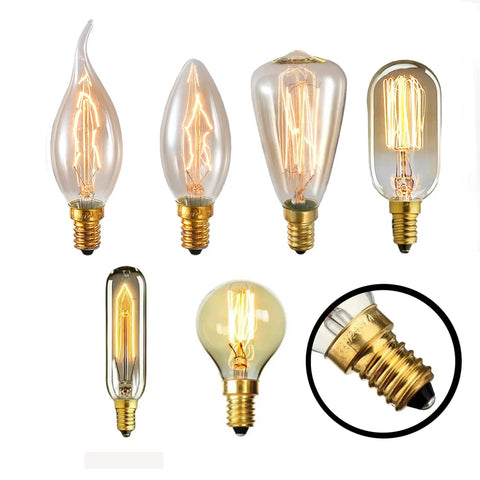 E14 Edison Bulb 40W 220V Vintage Filament Lamp Dimmable Antique Retro Incandescent Light for Pendant Fixtures