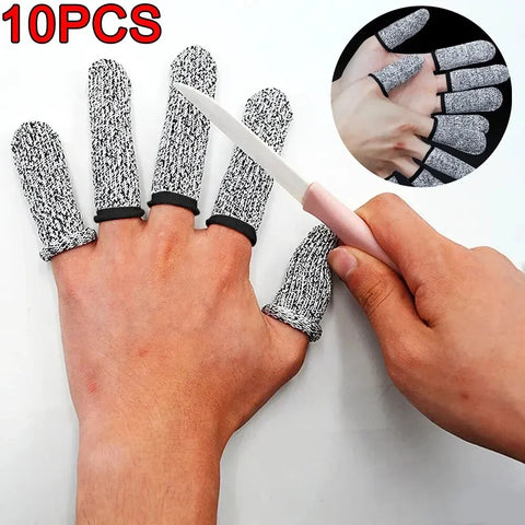 10pcs Level 5 Safety Anti-Cut Finger Sleeves Protector Gloves for Kitchen Use