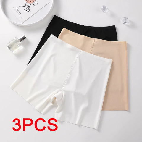 3pcs Seamless High Waist Shapewear Slimming Shorts Ice Silk Safety Panties