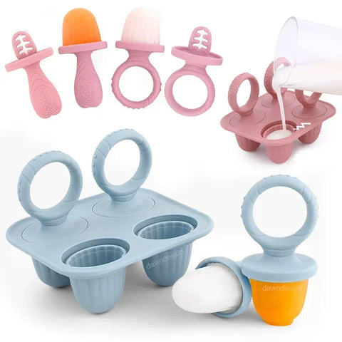 5pcs Baby Silicone Rabbit Teether Rings BPA Free Fruit & Veggie Squeeze Feeder