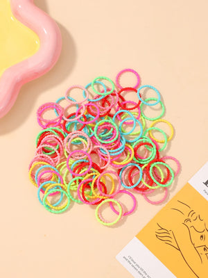 100pcs 2cm Colorful Hair-Safe Elastic Rubber Bands for Toddlers Baby Scrunchies Set